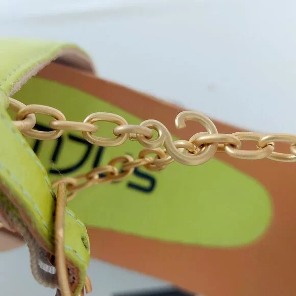 Mjus Pera Leather Wedge Sandal with Gold Ankle Chain - Size 39 (US 8.5) - Picture 5 of 9